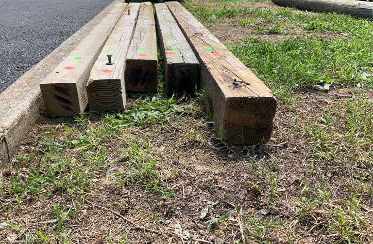 Four 3x3 square post and one 4x4 square post, four are 7’L and one is 8 ...