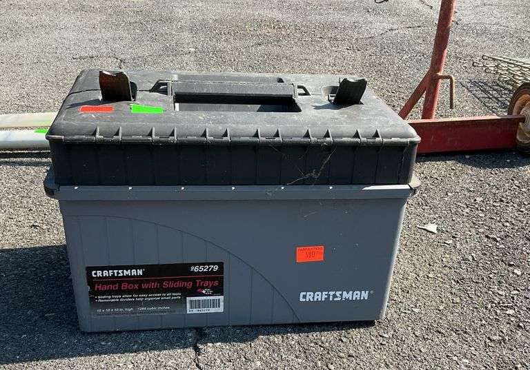 Craftsman toolbox, poly body, slide open top