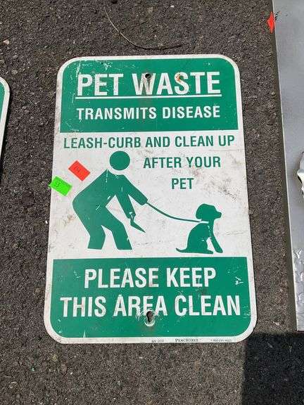 Pet waste sign, metal, 18”H x12”W