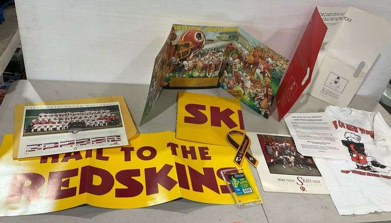 Washington Redskins/Nationals collectibles. Banners, 1989 calendar ...