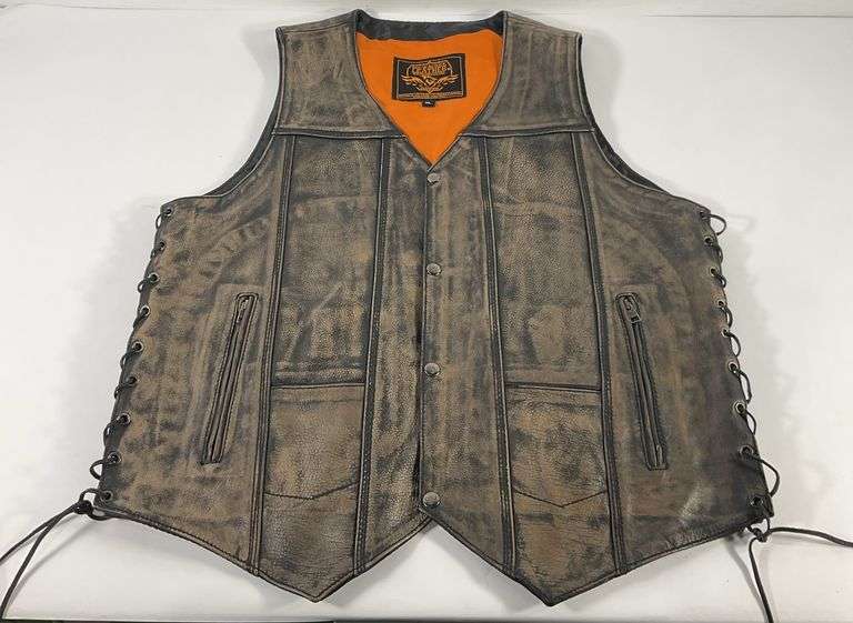 Milwaukee Leather Herren Motorradjacke – Belüftet, Aus Ziegenleder, Mit Waffentaschen