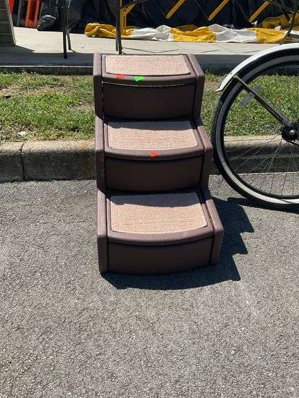 Pet gear three step pet stairs,23”H, poly body, fabric coated steps