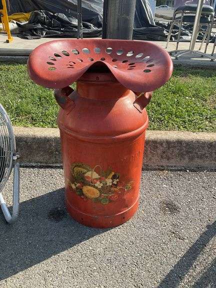 Diary can with tractor seat,harvest basket theme