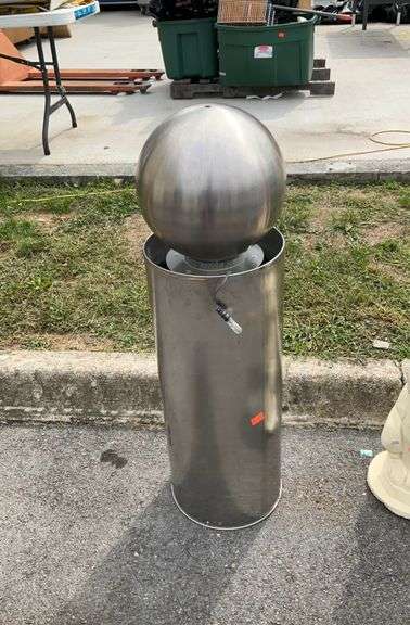 Stainless steel water fountain, the light bulb does not work but the fountain itself is tested and working as it should. 40” tall