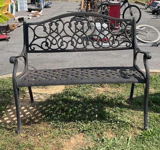 Bench, metal body, webbed style seating, 40” sitting