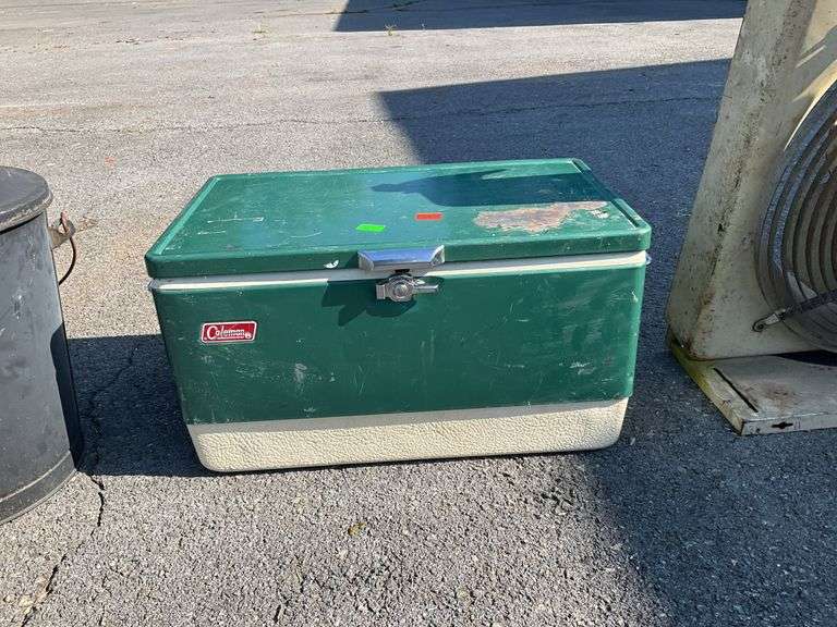 Coleman cooler, metal body, some of the paint is peeling