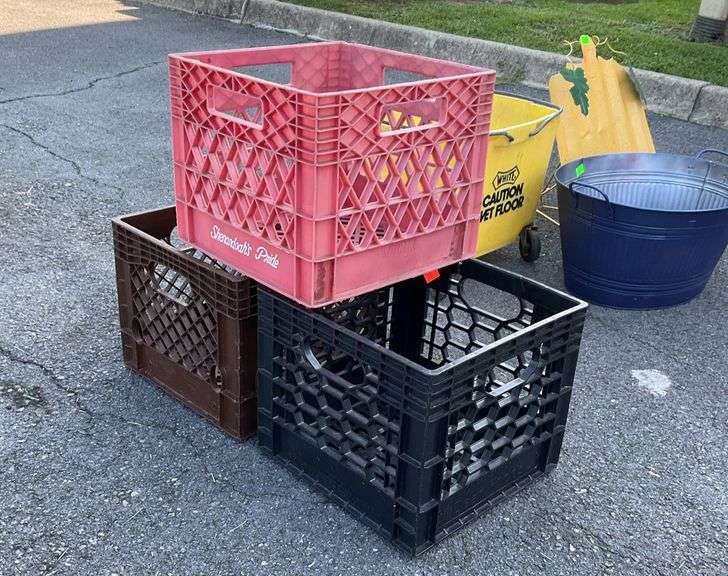Three poly crates