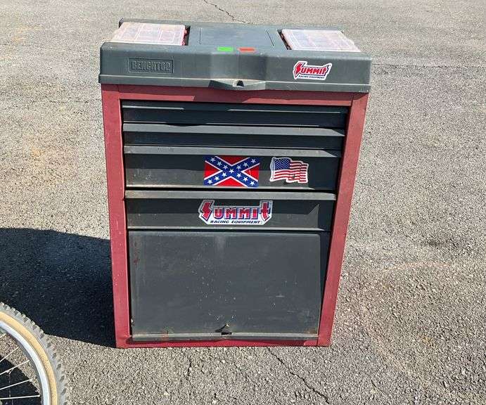 Benchtop toolbox, open top door,five drawers, bottom door, 31”H x 11”W x 22”L