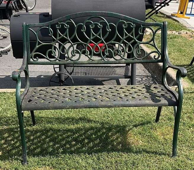 Bench, metal body, webbed style seating, 40” sitting