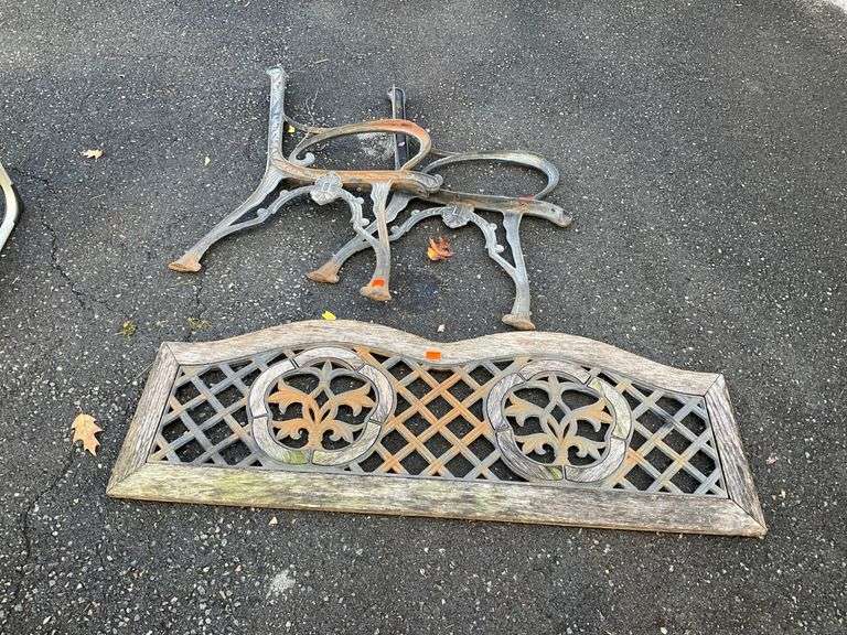 Cast Iron Bench Ends and Decorative Wooden Back Panel