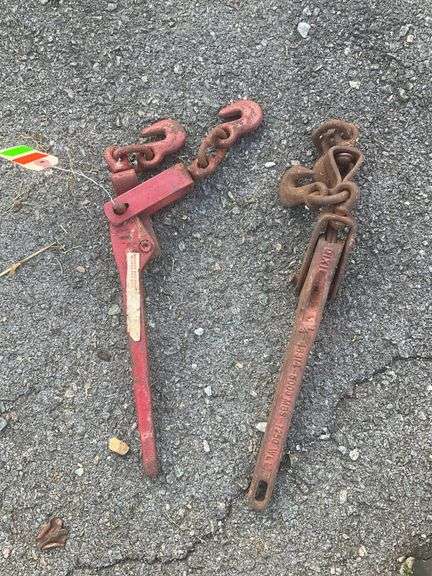 Two Steel Lever Chain Binders with Hooks