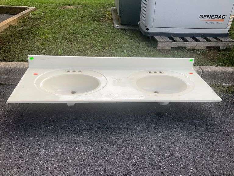 Double Basin Sink with Integrated Oval Bowls, 61″x22″