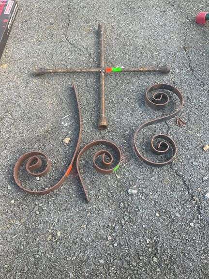Scrollwork Iron Pieces and Four-Way Tire Iron