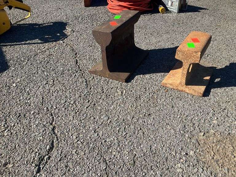 Two Steel Railroad Track Sections, 5 and 7”H, 6 and 8”L