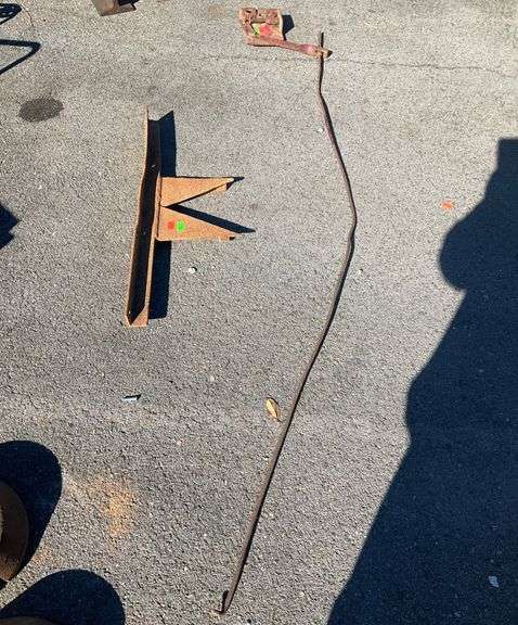 Metal Implement Parts, Including a Bracket, Beam, and Rod