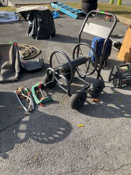 Garden Hose Cart with Two Garden Sprinklers