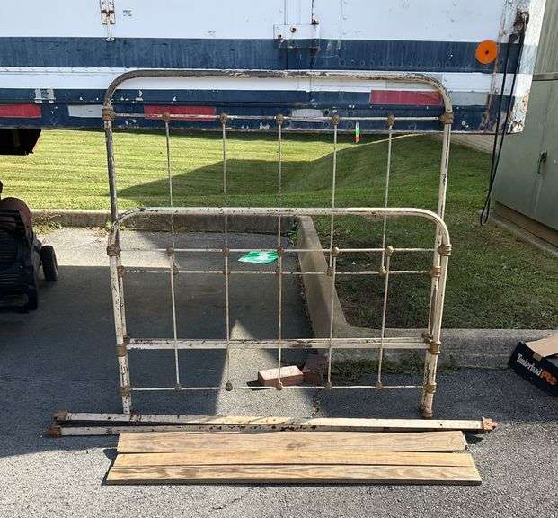 Iron Full-Size Headboard, Footboard, Rails, and Bed Slats