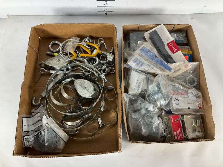 TWO Boxes of Assorted Metal Hardware and Fasteners - Hash Auctions