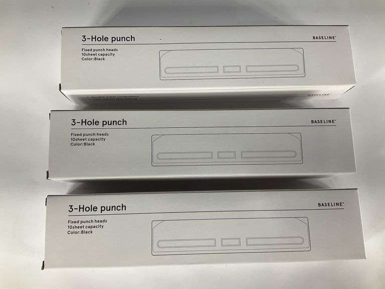 Three Baseline 3-Hole Punches with Fixed Heads and 10-Sheet Capacity ...