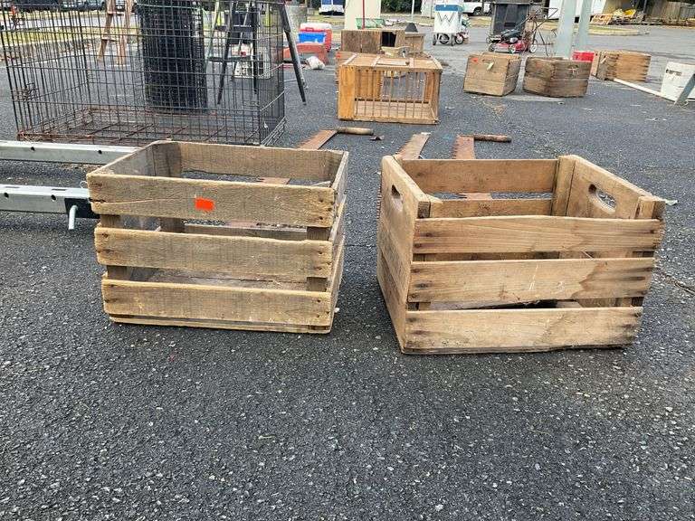 Slatted Wooden Crates with Integrated Handles