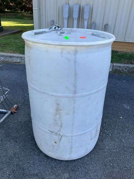 50-Gallon White Plastic Drum, Empty
