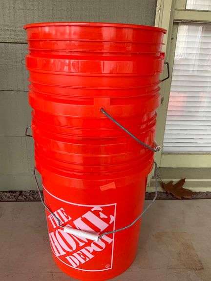 Four 5-Gallon Home Depot Buckets