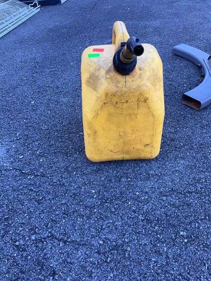 Yellow Plastic Five-Gallon Fuel Can with Spout