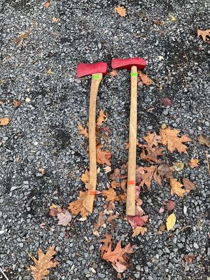 Splitting Maul and Axe with Red Painted Heads