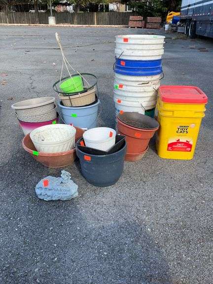 Planter Lot with Resin Garden Rock and Various Openings