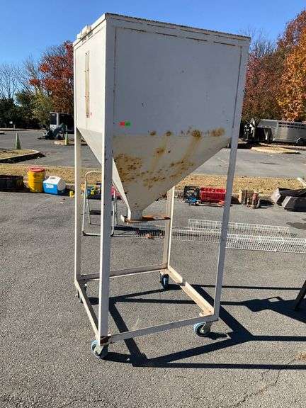 Hopper With Wheeled Frame and Discharge Chute - Hash Auctions