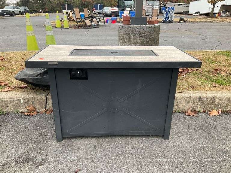 Outdoor Gas Fire Pit Table with Faux Wood Top