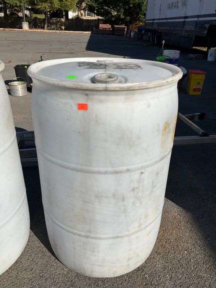 50-Gallon White Plastic Drum with Two Bung Openings