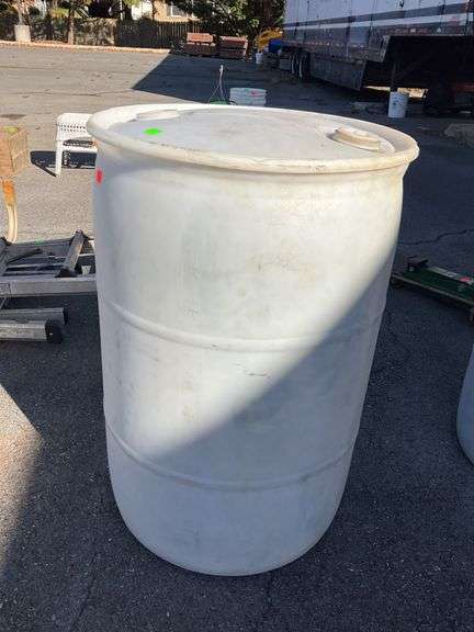 50-Gallon White Plastic Drum, Empty