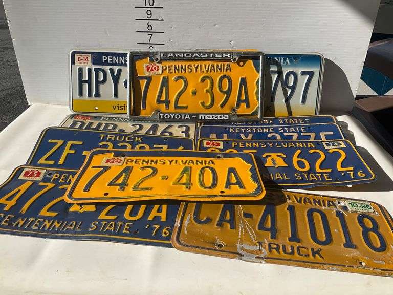 Vintage Pennsylvania License Plates from Various Years