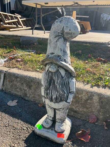 Cement Gnome Sculpture, 20 Inches Tall