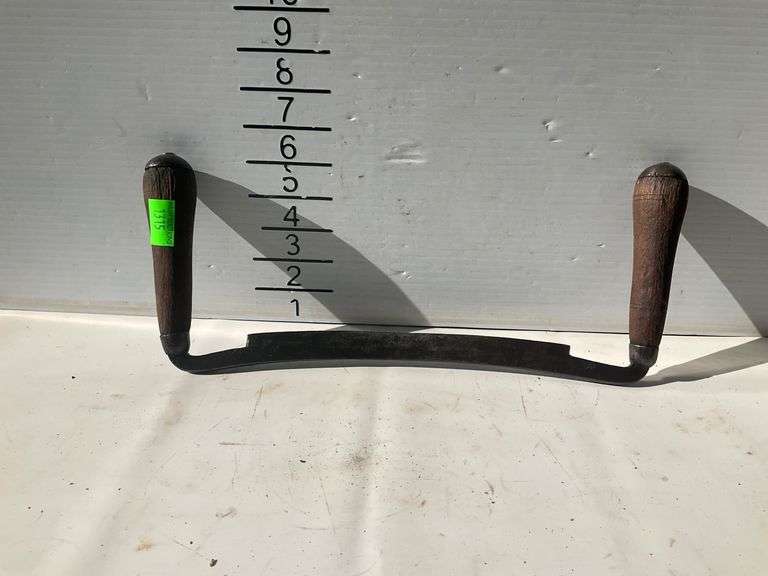 Traditional Draw Knife with Wooden Handles and Straight Blade