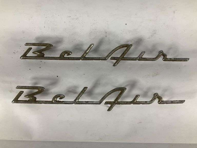 Script-Style Metal ‘Bel Air’ Automotive Emblems - Hash Auctions
