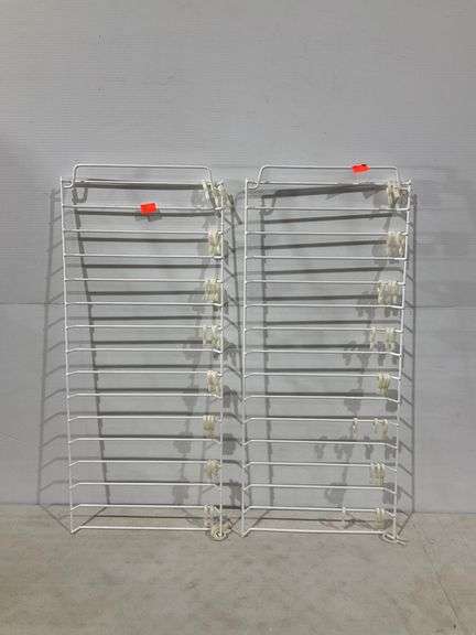White Metal Racks with Plastic Roller Clips, 31.5in Tall - Hash Auctions