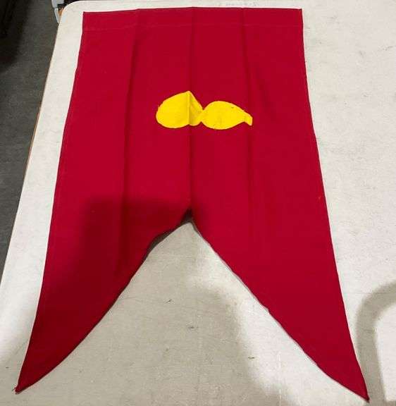 Red Pennant with Yellow Emblem, 17x32in - Hash Auctions