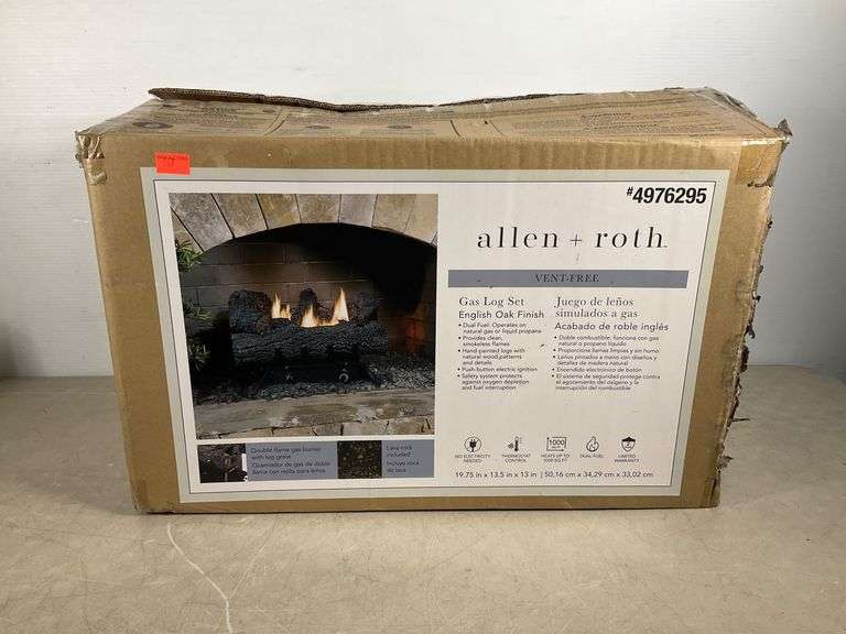 Allen + Roth Vent-Free Gas Log Set with English Oak Finish - Hash Auctions