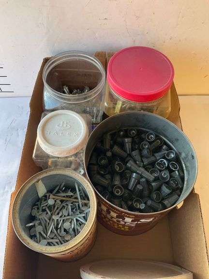 Fasteners and Electrical Wire Connectors in Various Containers