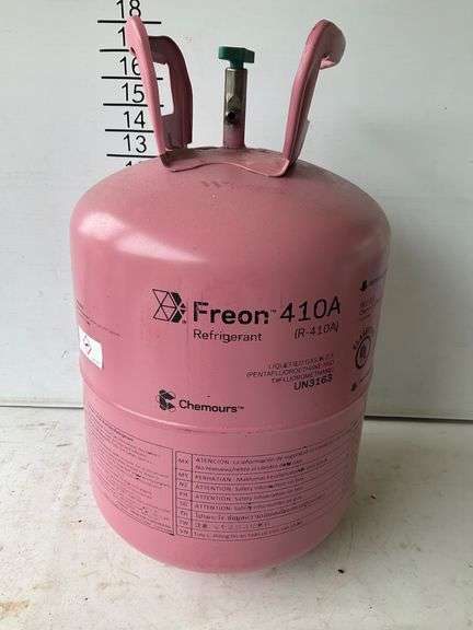 Pink Chemours Freon 410A Refrigerant Cylinder with Some Contents Remaining