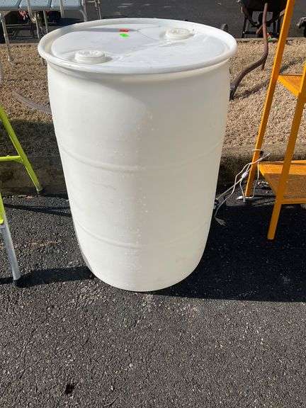 White Plastic Barrel with 50-Gallon Capacity