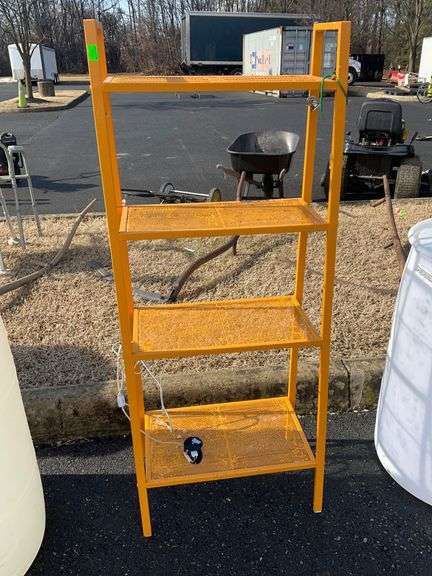 Four-Tier Metal Shelf Unit in Yellow Finish
