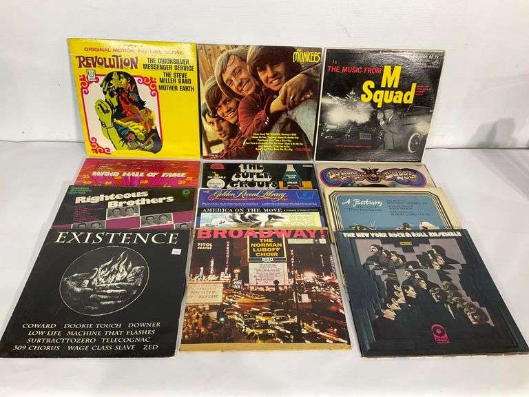 Collection of 12 Vinyl Records Featuring Soundtracks and Pop Music ...