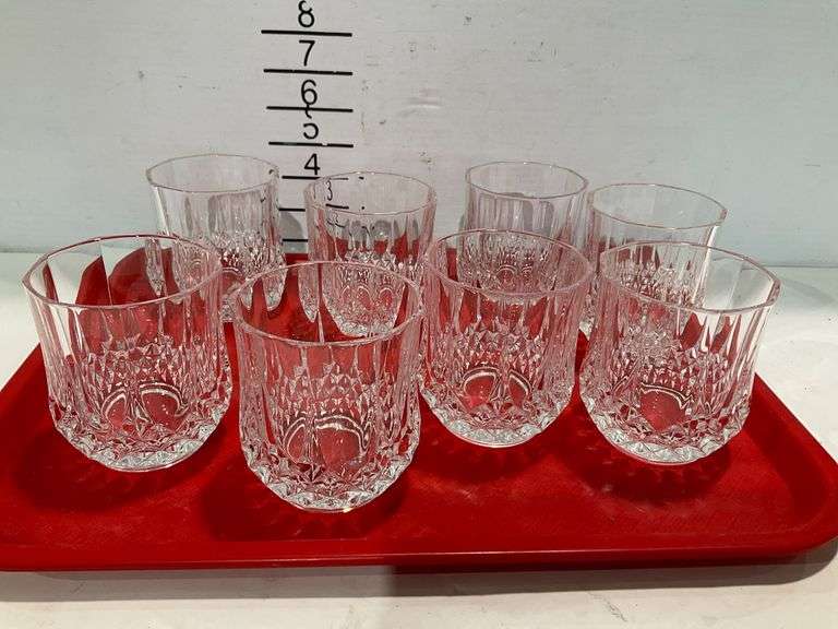 Set of Eight Faceted Drinking Glasses, 3.75 Inches Tall - Hash Auctions