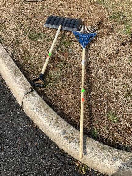 Yard Rake and Snow Shovel with Wooden Handles