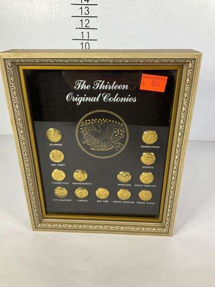 Framed Display of Commemorative Coins Representing the Thirteen ...
