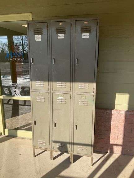 Metal Triple 6- door Locker Unit with Ventilated Doors and Lower Compartments