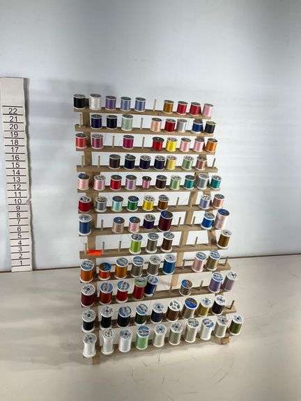 Thread Spool Organizer Rack with Assorted Spools of Thread, 24×5.5 ...